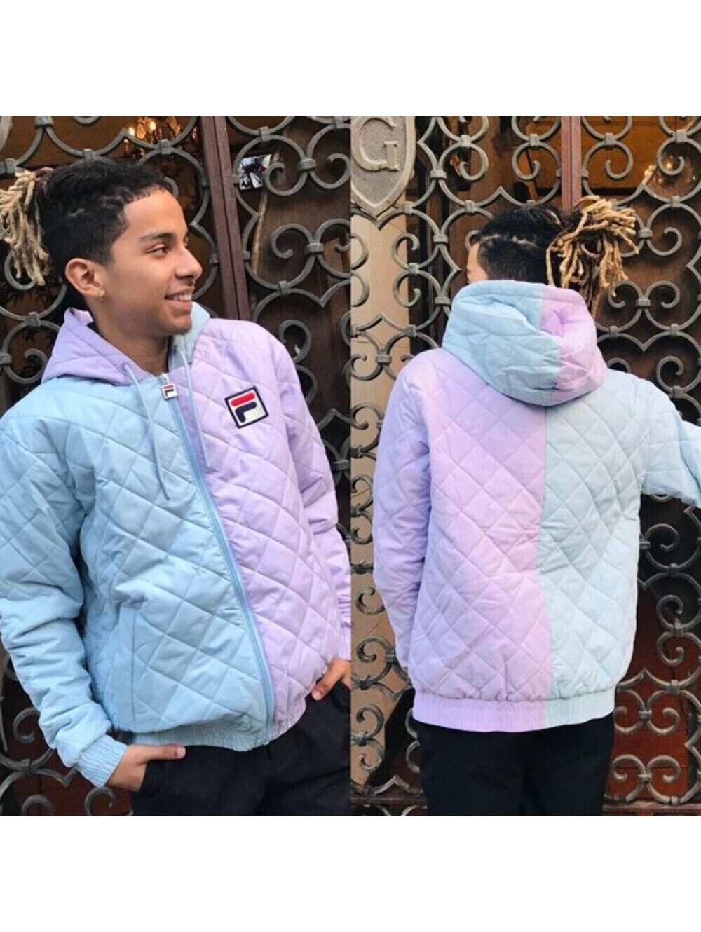 Men's FILA Sky Blue | Lavander Quilty Hooded Jacket NWT